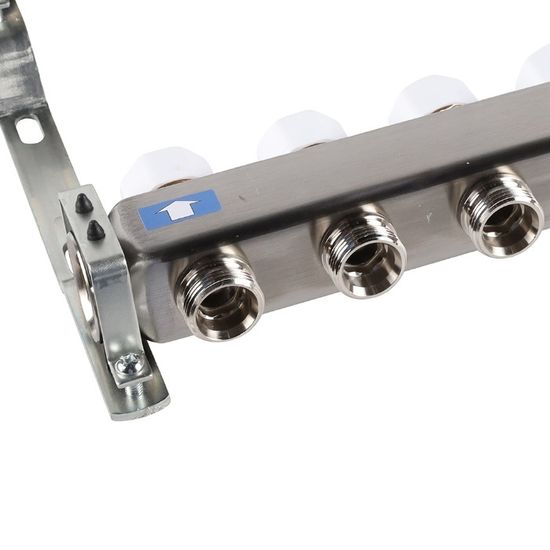 Коллектор Rommer 1"x3/4" на 10 контуров с запорными клапанами (нерж. сталь) RMS-3200-000010