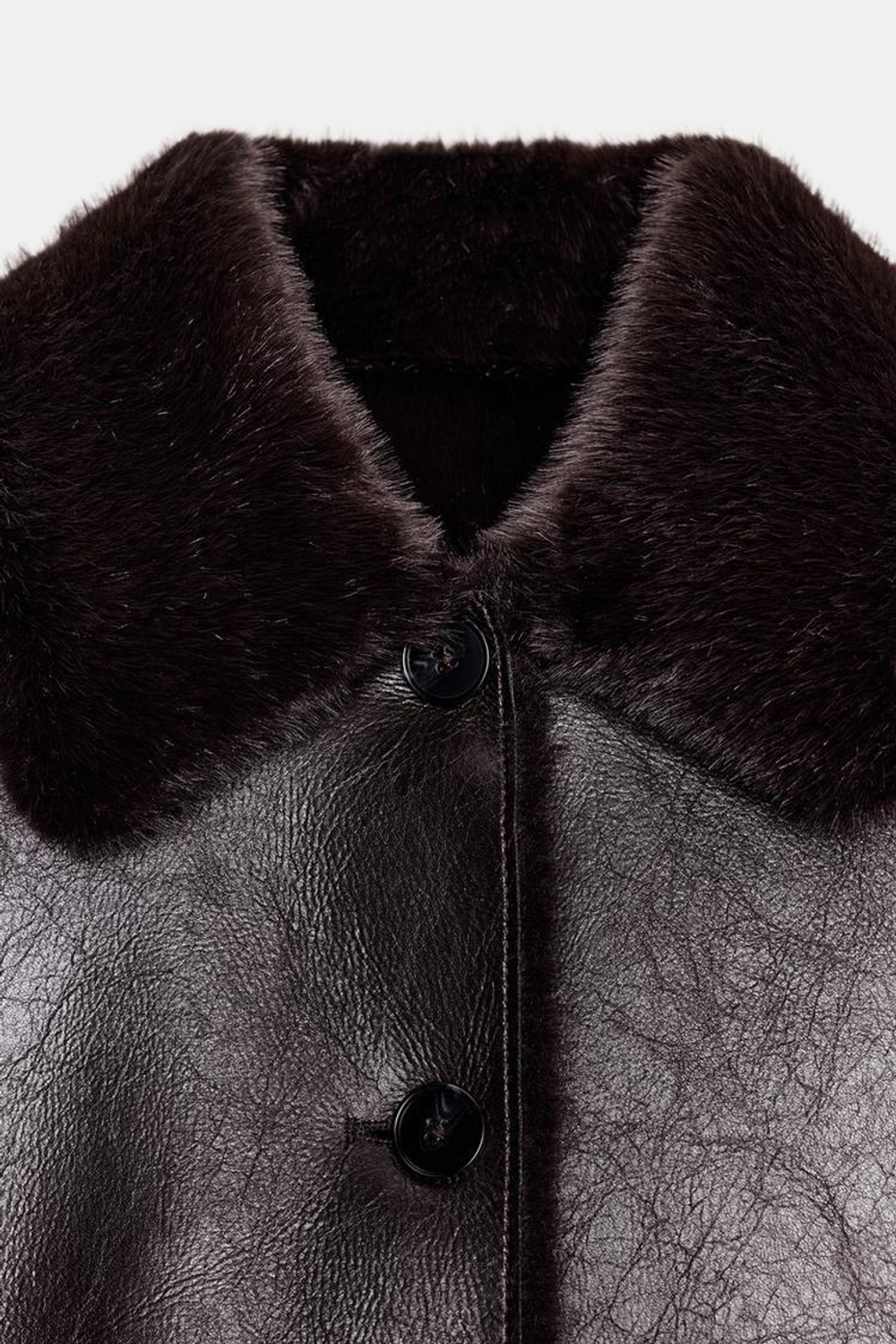 ZARA ДВУСТОРОННЯЯ КУРТКА ИЗ ИСКУССТВЕННОЙ КОЖИ, КОРИЧНЕВЫЙ