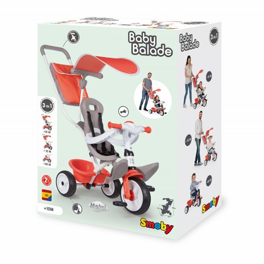 Трехколесный детский велосипед  Baby Balade 3в1 красная 741105