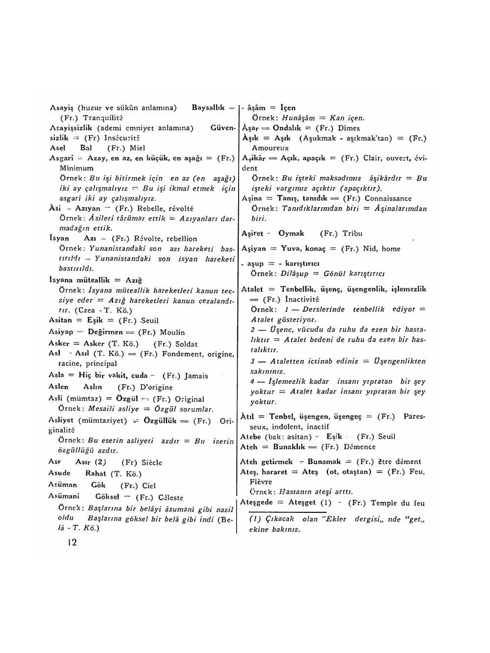 Osmanlicadan Türkçeye Karşiliklar Kilavuzu | Ülkü