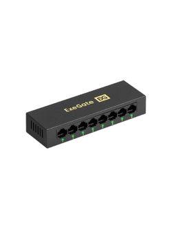 Exegate EX298690RUS Коммутатор неуправляемый ExeGate EDES-1008D (8-портовый UTP 10/100Mbps, металлический корпус, с функцией энергосбережения (EEE), настольный/настенный)