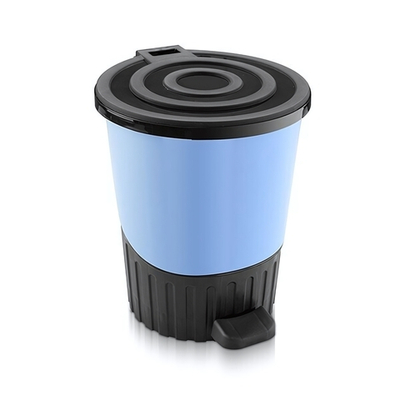 Мусорное ведро с педалью "Круги" 14 лт голубой-черный