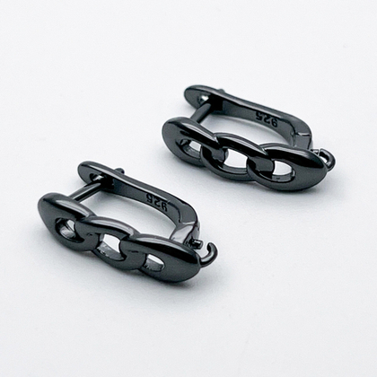 Ювелирные швензы, цвет черный металл, размер 17*4,5 мм, цена за пару