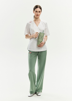 Топ с запахом медицинский женский Йошо, белый хлопок OLD