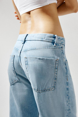 ZARA ДЖИНСЫ-БАНАНЫ TRF С ВЫСОКОЙ ПОСАДКОЙ, ГОЛУБОЙ