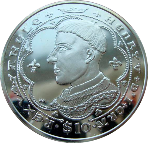 Британские Виргинские о-ва 10 долларов 2007 Король Генрих V Короли и королевы Англии Серебро