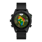 Спортивные часы Garmin MARQ Golfer (Gen 2) Carbon Edition, гибридный ремешок цвета «чёрный/зелёный», чёрный силиконовый ремешок Безель и корпус из углеродного волокна и титана, AMOLED-дисплей с куполообразным сапфировым стеклом. Ремешок из кожи и фторэлас