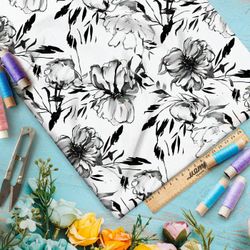 Ткань премиум интерлок графический флорал