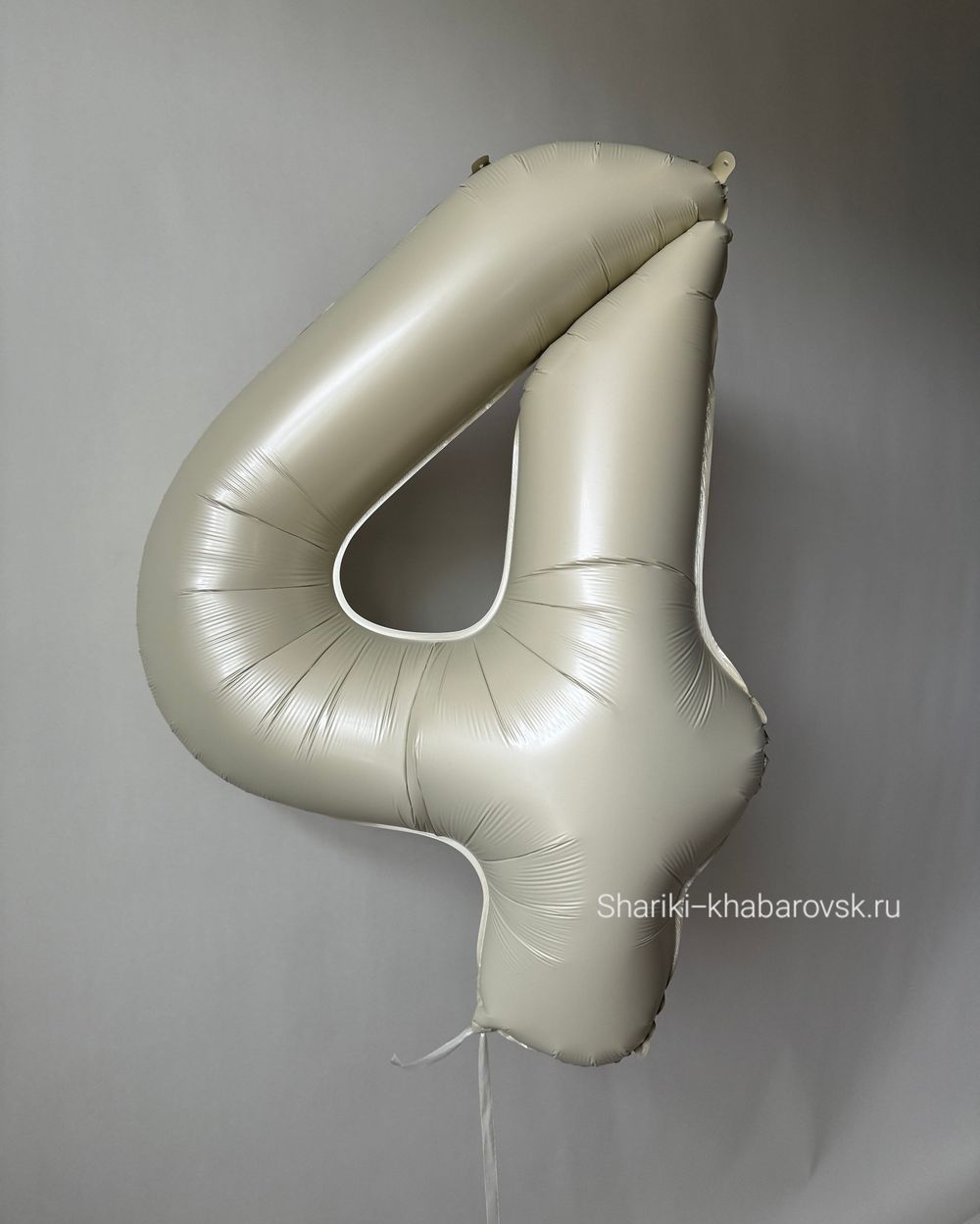 К Шар 32''81 см "Цифра 4" Белый песок Сатин (БГ-60)  Изображение2