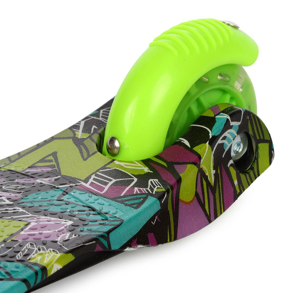 Самокат 3х-колес. 55 см, ручка макс. 62 см, желтый, колеса PU свет цветные, макс. вес 45 кг