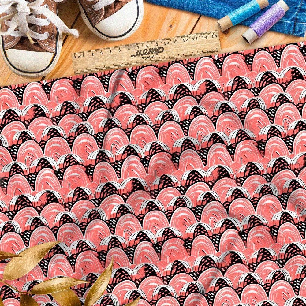 Ткань премиум сатин пастельные волны отражений