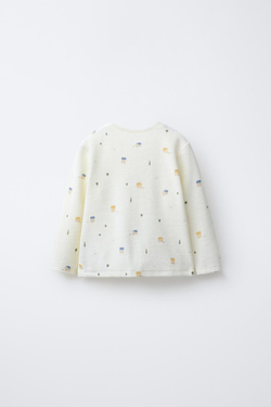 ZARA ВЕЛЮРОВАЯ ПИЖАМА С ПРИНТОМ «ДОМИКИ», ЭКРЮ