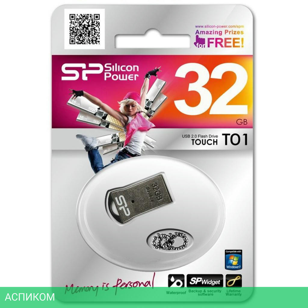 USB Flash-накопитель Silicon-Power Touch T01 32Gb металлически-черный (SP032GBUF2T01V1K)