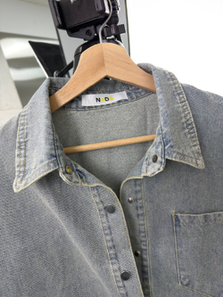 Рубашка джинсовая женская артикул 1377-1 цвет "голубо-зелёный"