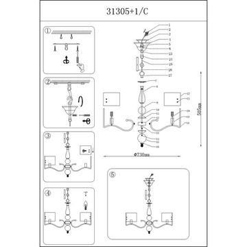 Люстра подвесная 6*E14 31305+1/C никель MISSOURI Newport