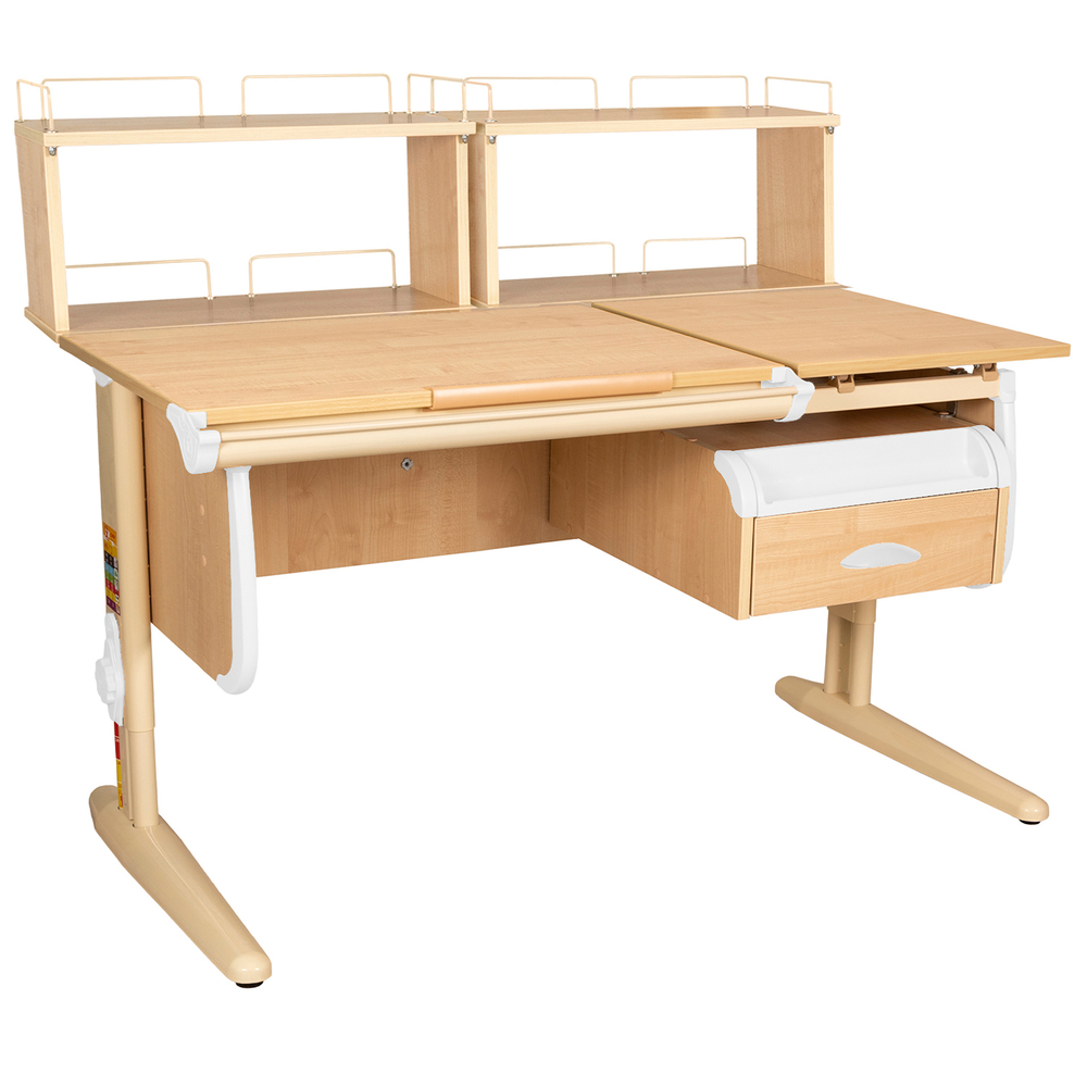 Растущая парта СУТ 25 с задними полками СУТ.15.240 и навесной тумбой (1200×880 мм)