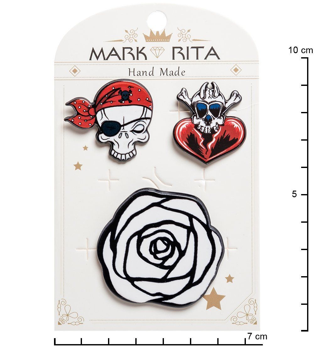 MR- 73 Н-р брошей с цанговым зажимом бабочка «Роза и череп» Mark Rita