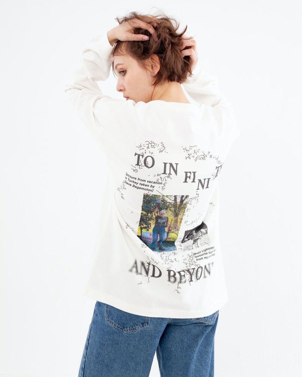 Лонгслив Artem x Kuzma To infiniti and beyond молочный
