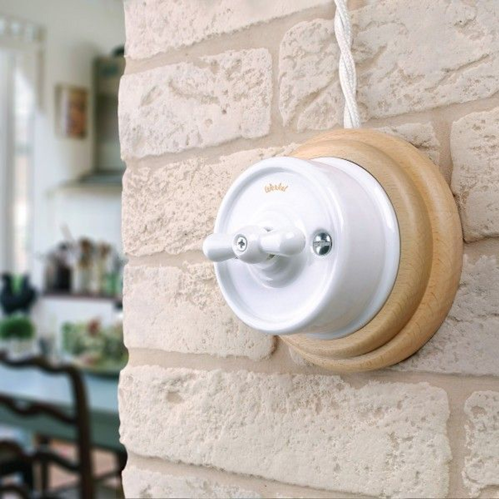 Выключатель на 4 положения двухклавишный (белый) Ретро