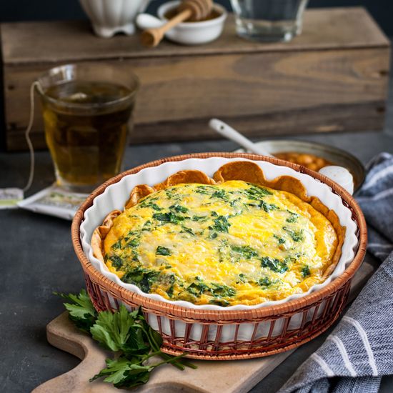 Форма керамическая для запекания 2,1 л. круглая Kamille KM-6305 (29х29х5 см) с ротанговой корзинкой