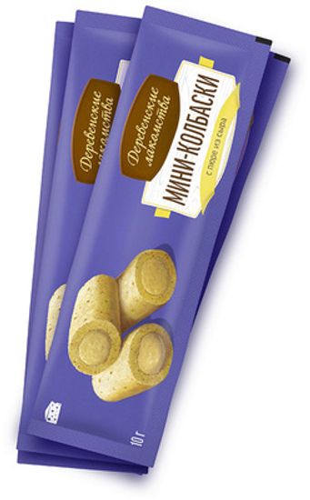 Деревенские лакомства Мини колбаски с пюре из сыра для кошек 4*10гр