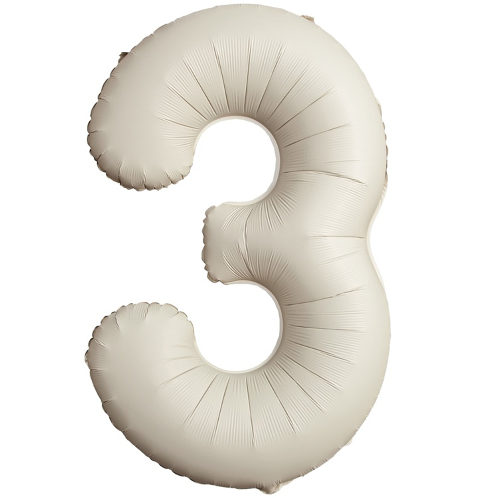 Шар фольгированный Цифра 3 101 см (Бежевый)