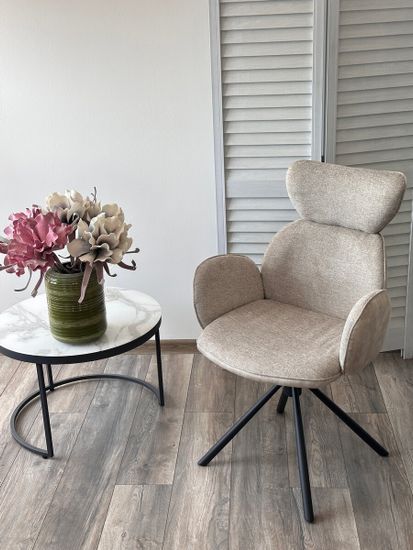 Стул VARDY 360 град.поворот. Brego-31 Бежевый, ткань/ 7525-01 Бежевый, велюр/Черный