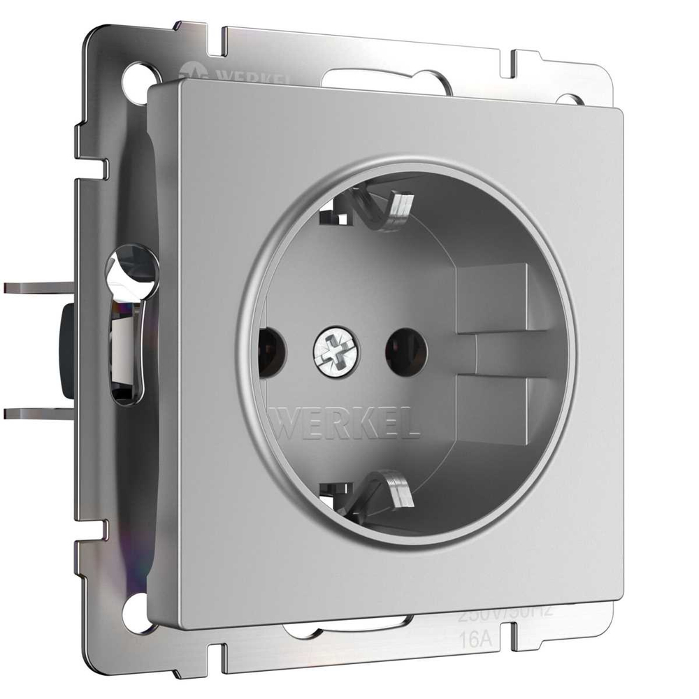 Розетка с заземлением Werkel серебряный W1171006 4690389157707