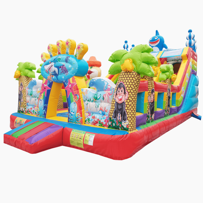 Коммерческий надувной батут с горкой «В гостях у моря» 9*5*5 м