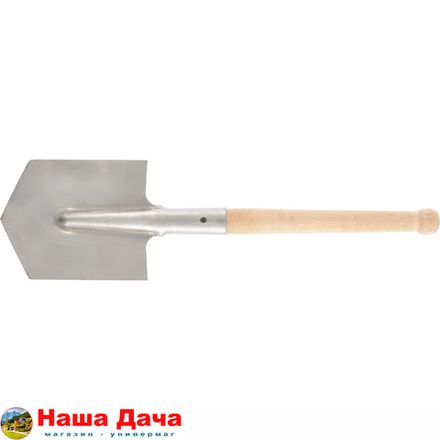 Лопата саперная, нержавеющая сталь, 153 х 180 х 585 мм, деревянный черенок, Россия, Сибртех
