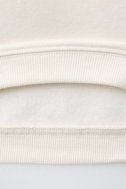 ZARA КОМПЛЕКТ ИЗ ТОЛСТОВКИ И БРЮК С ВЫШИТОЙ НАДПИСЬЮ, СВЕТЛО-БЕЖЕВЫЙ