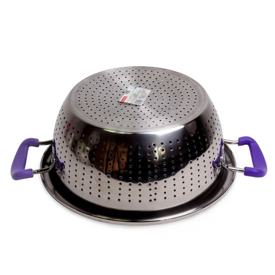 Дуршлаг 26 см. из нержавеющей стали Kamille KM 4359 с двумя силиконовыми ручками