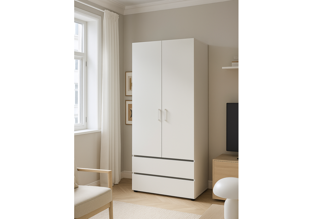 Шкаф Woodville двухстворчатый Валенсия белый текстурный