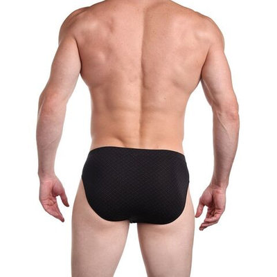 Мужские трусы-слипы с принтом и однотонной вшитой резинкой (Размер: XL) (Цвет: черный)