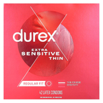 Durex, для экстра чувствительности, тонкие, обычного размера, 42 латексных презерватива