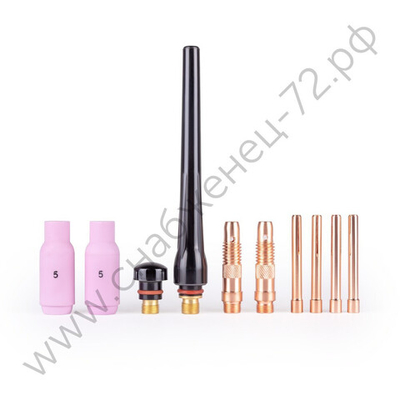 FoxWeld Набор комплектующих TIG17/18/26 (10 предметов: кер.сопло №5-2шт., цанги 1,6мм-2шт., 2,4мм-2шт., корп.цанги 1,6 и 2,4, колп. длин./кор., пр-во FoxWeld/КНР)