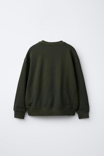 ZARA ТОЛСТОВКА ИЗ КРАШЕНОЙ ТКАНИ, ЗЕЛЕНЫЙ