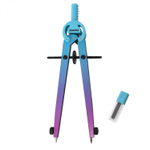 Готовальня ZOOMI, 2 предмета, металлический циркуль 125 мм, грифель, пластиковый футляр, европодвес, бирюзово-сиреневый градиент