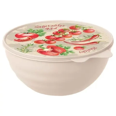 МИСКА С КРЫШКОЙ С ДЕКОРОМ WAVE 1,55Л (Бежевый)