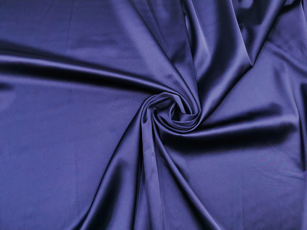 Атлас-стрейч, эластичный, бельевой, темно-синий