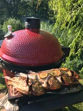 Керамический гриль Kamado Joe Big Joe III, 61 см (красный), с ножками и столиками
