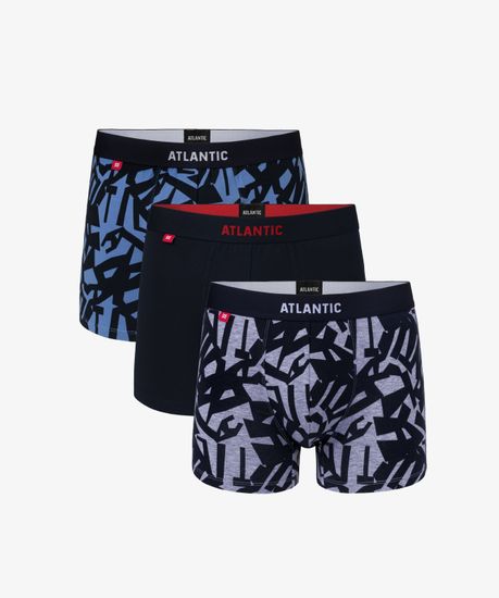Трусы мужские боксеры (3шт), Atlantic 3MH-022, светло-голубой+темно-синий+серый меланж