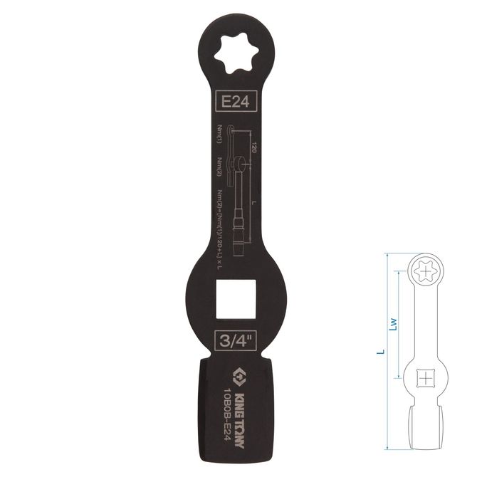 KING TONY (10B0B-E24) Ключ для тормозных суппортов грузовых автомобилей E24, 3/4", ударный