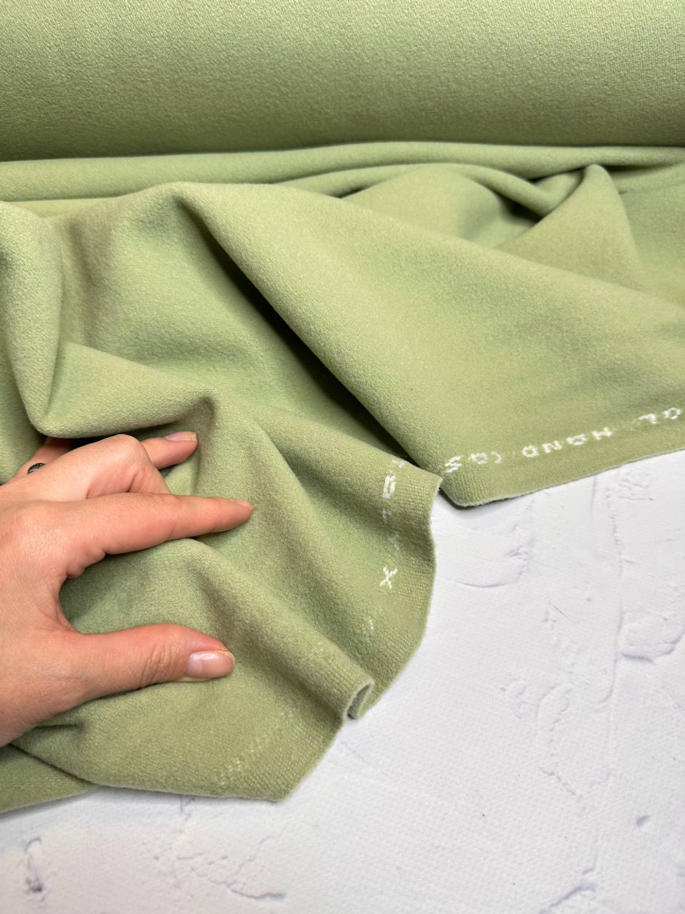 Пальтовая однотонная шерсть с кашемиром (Alta Moda для Valentino, 85%шерсть/15%кашемир, Фисташковый туман, 500 гр/м2, 150)