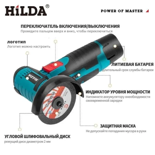 Болгарка аккумуляторная мини ушм / Угловая шлифовальная машина 19500 об/мин
