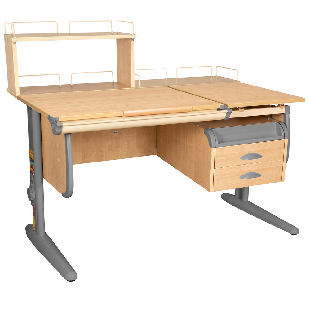 Растущая парта СУТ 25 с задними полками СУТ.15.210 и СУТ.15.240 и навесной тумбой (1200×880 мм)