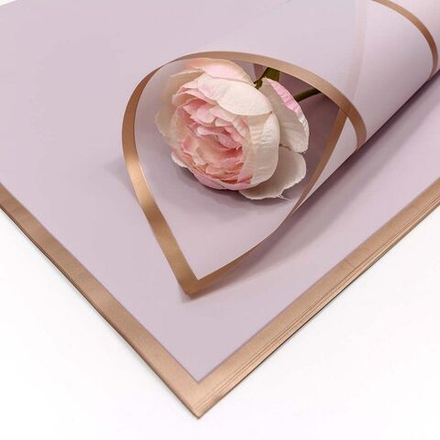 Упаковочная матовая пленка (0,6*0,6 м) Золотой кант, Сиреневый, 20 шт.