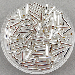 Стеклярус Miyuki Bugle, цвет #0001 (прозрачный, с внутренним серебрением)