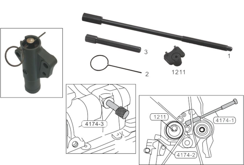 Набор фиксаторов валов и натяжного устройства приводного ремня ГРМ (HYUNDAI,MITSUBISHI) JTC