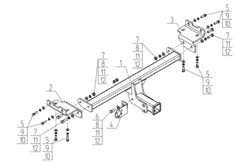 Фаркоп для Hyundai ix35 2010-2015, Kia Sportage 2010-2015 Тип шара: E. Нагрузки: 2000/100 кг, HY 22B